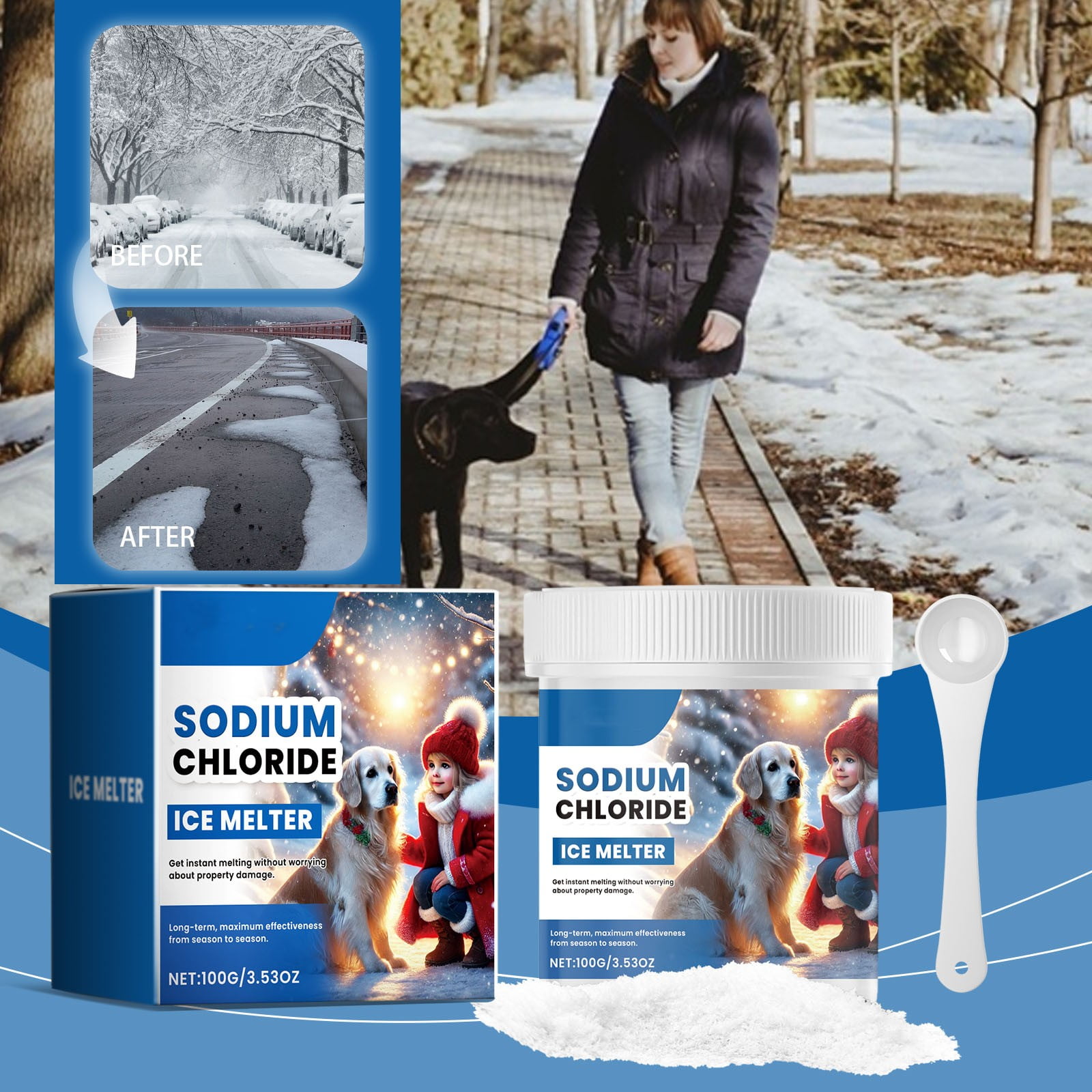 2pc Pet Safe Ice Melt Safe for Concrete Snow Salt Ice Melt Pet Friendly Green Salt Sidewalk Salt Driveway